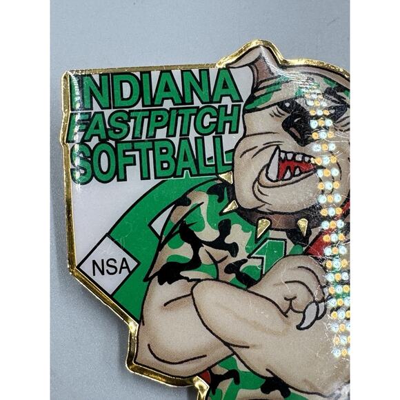Vintage Indiana Fast Pitch Softball NSA Bad To The Bone Bulldog Lapel Pin - Picture 2 of 6